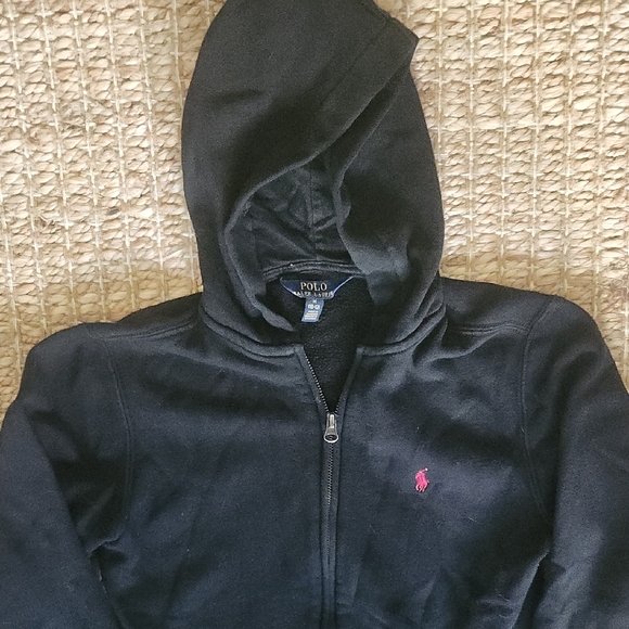 Polo by Ralph Lauren Kids Black Hoodie with Pink Logo - Picture 3 of 4